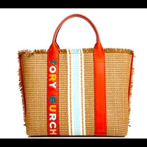 Tory Burch Sisal and Leather tote